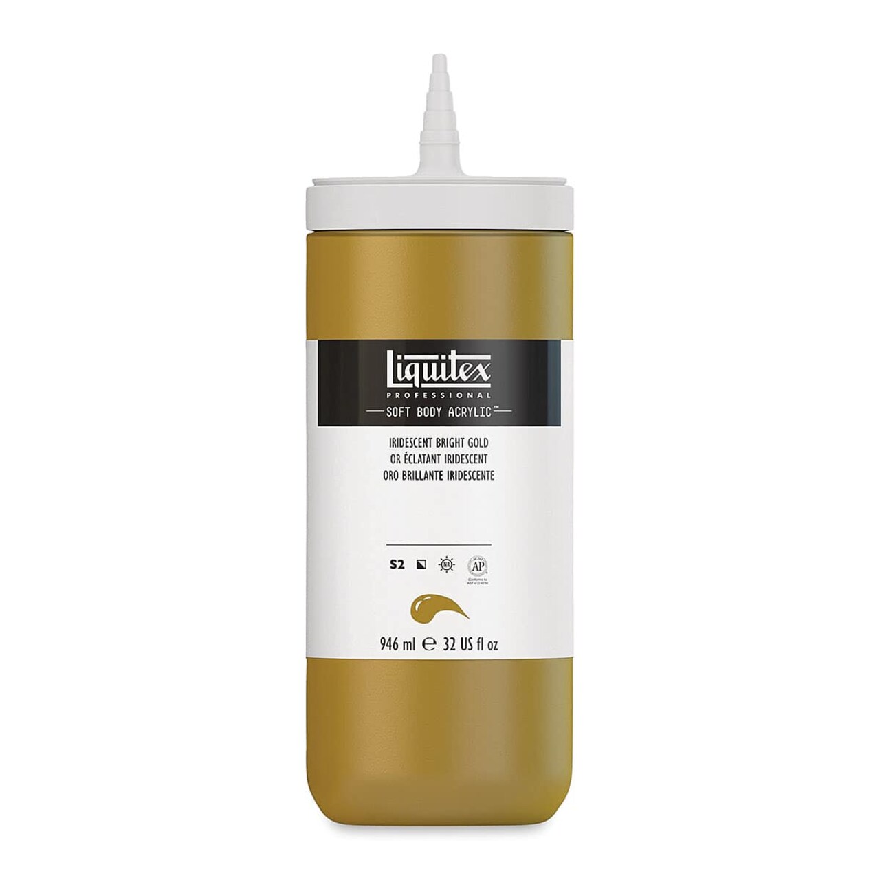 Liquitex Soft Body Artist Acrylics - Iridescent Bright Gold, 946 ml
